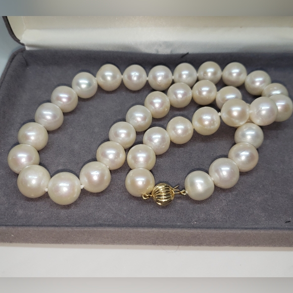 Belle de Mer White Opaque Cultured Pearl Strand Necklace 18" 11-13MM 14K - Picture 5 of 11